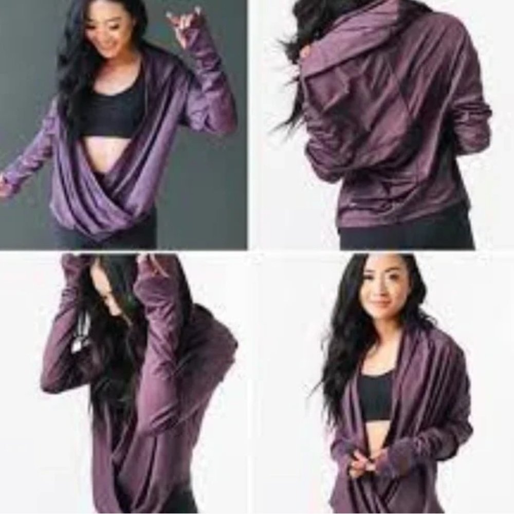 EUC Zyia Active, Coffee Purple Yoga Shawl, Size M